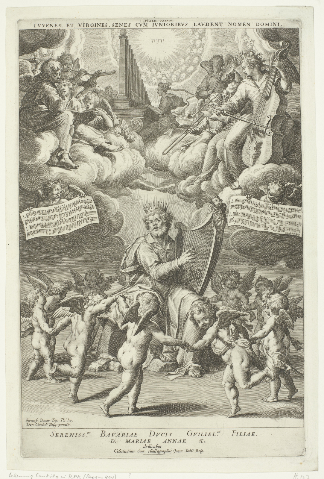 photo of an old engraving praising the King David panel