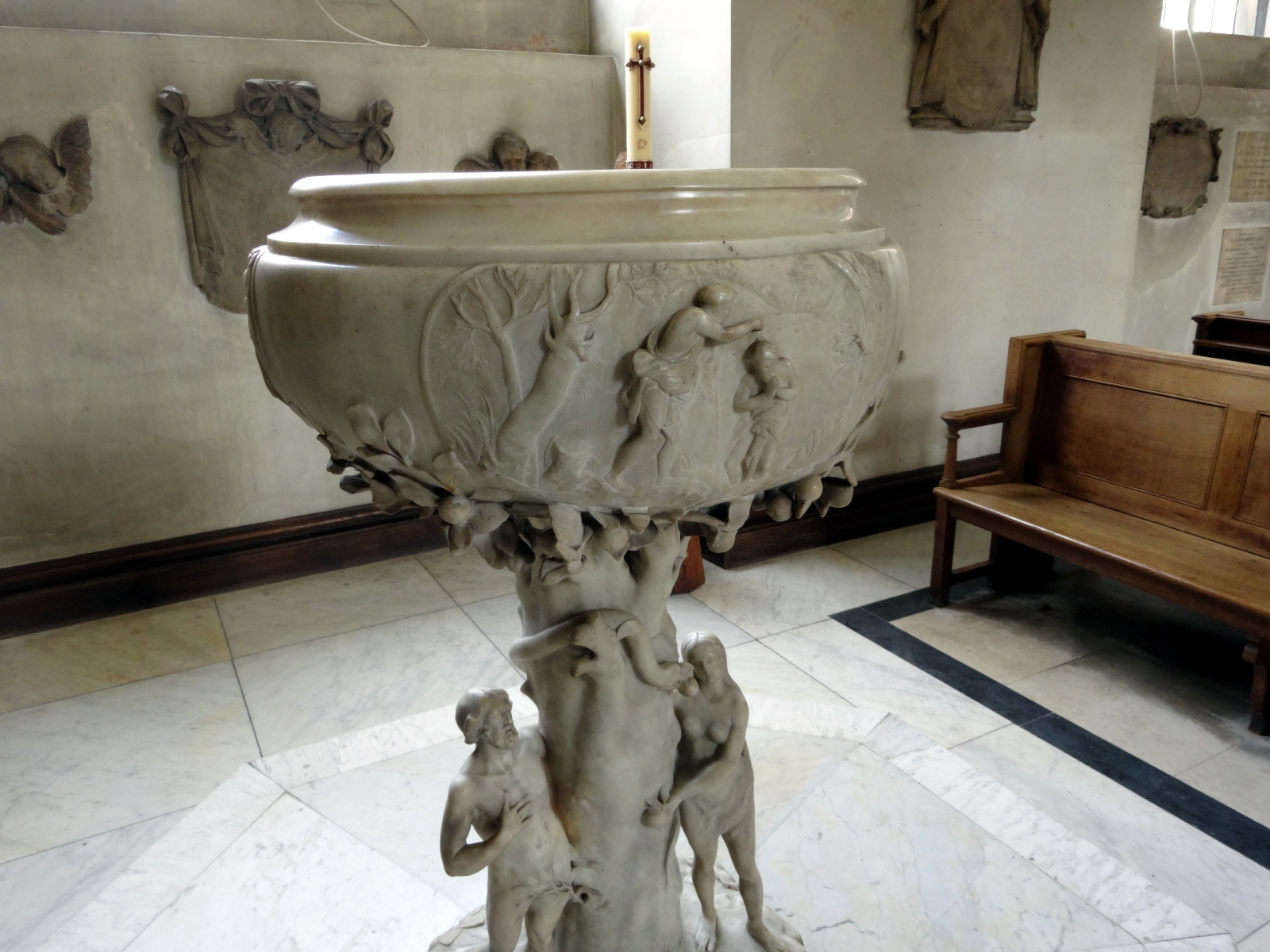 detail photo of the baptismal font